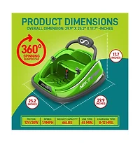 SereneLife 360° Spinning Kids Bumper Car with Remote Control, Led Lights, and 2 Driving Modes (Pink)