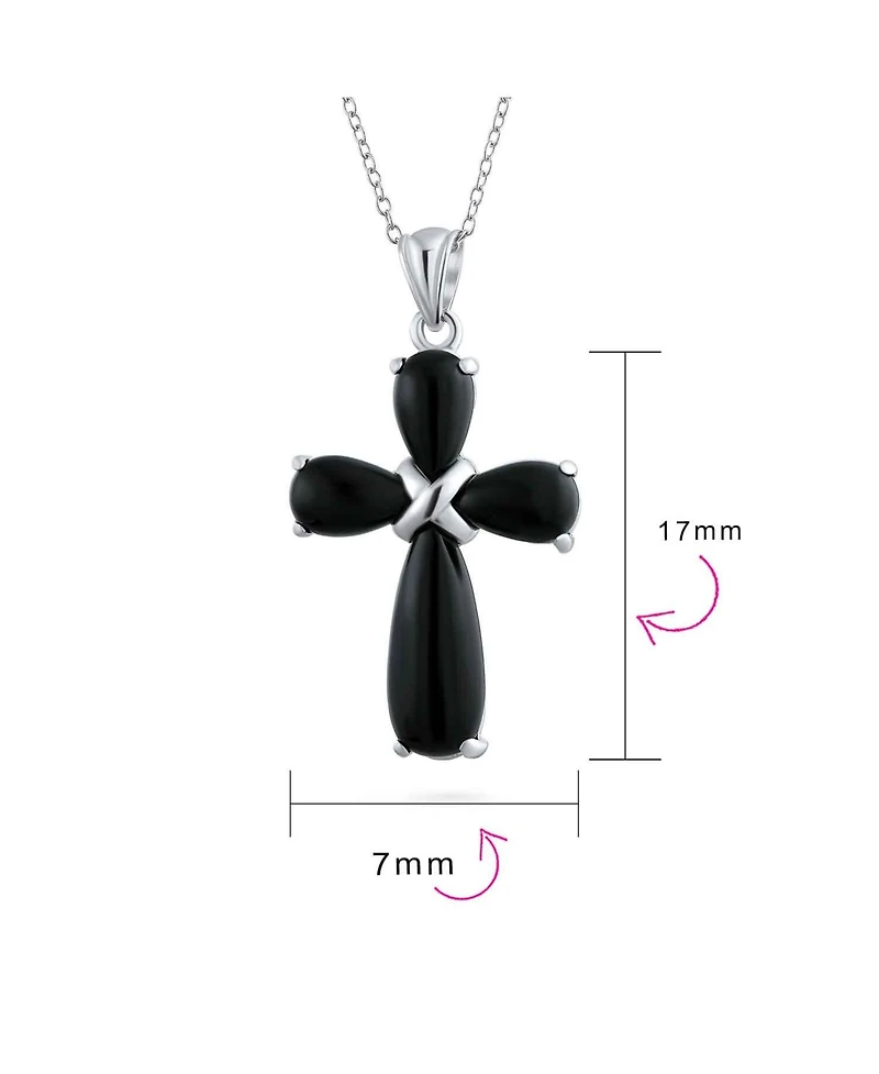 Bling Jewelry Timeless Fashion Black Onyx Green Jade Cross Pendant Necklace Sterling Silver
