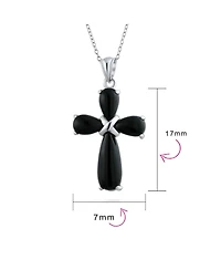 Bling Jewelry Timeless Fashion Black Onyx Green Jade Cross Pendant Necklace Sterling Silver
