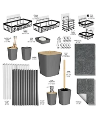 Clara Clark 27 Piece Complete Bathroom, Vanity & Shower Accessories Set - Grey