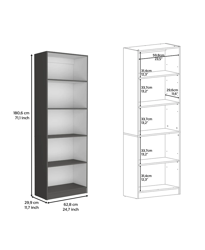 Vinton 4-Tier Bookcase with Modern Storage for Books and Decor