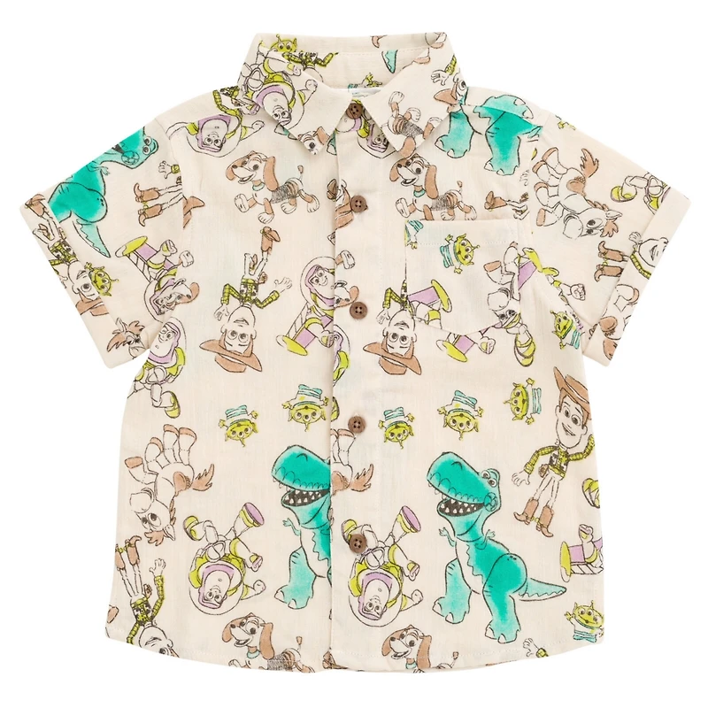 Toy Story Toddler Boys Disney Cotton Gauze Matching Family Button Down Shirt Shorts Outfit Set