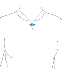 Bling Jewelry Large Nautical Ocean Blue Created Opal Inlay Stingray Pendant Necklace .925 Sterling Silver