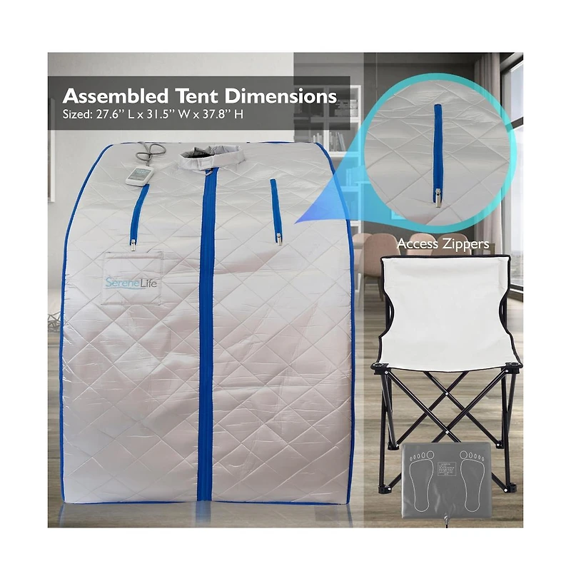 SereneLife Compact & Portable Infrared Sauna With Foldable Chair