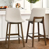 Set of 2 Upholstered Bar Stools with Solid Wood Legs, Modern Counter Height Chairs for Kitchen Island, Bar, or Dining Room-Maison Boucle