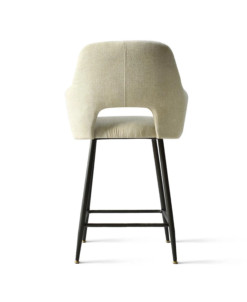 25.5" Armrest Counter Stools Set of 2,Upholstered Counter Height Barstools with Back-Maison Boucle