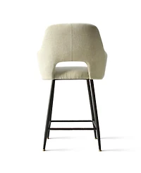 25.5" Armrest Counter Stools Set of 2,Upholstered Counter Height Barstools with Back-Maison Boucle