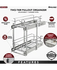 Rev-a-Shelf Kitchen Cabinet Pullout Shelf Organizer, 12 x 18 In, 5WB2-1218CR-1