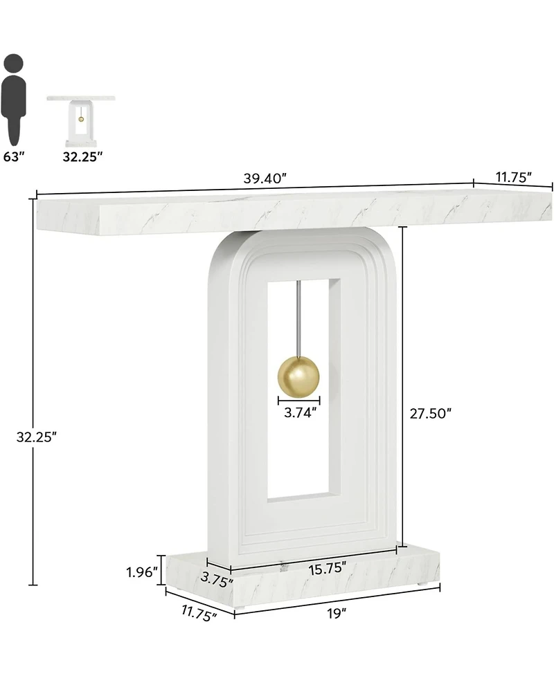 Tribesigns Modern Console Table, 40 Inches Narrow Sofa Entryway Table with Pendulum Shape Base, Contemporary Wood Accent Table for Living Room Hallway