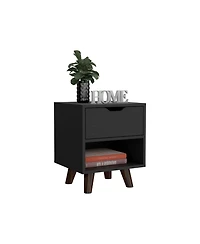 Cliff Modern Nightstand 19"H with Spacious Drawer, Open Storage Shelf and Chic Wooden Legs