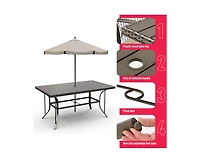 Pamapic Brown 5-Piece Pe Wicker Outdoor Dining Set with Green Cushions