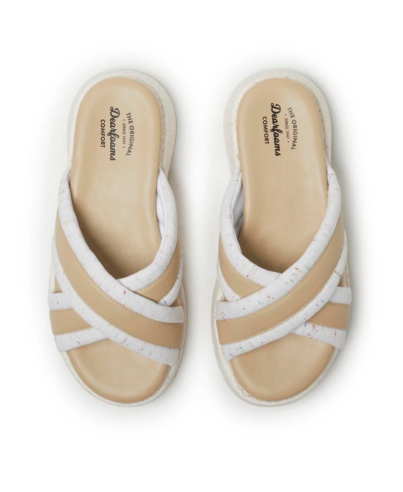 Dearfoams Women's Daisy Cross Strap Platform Sandal