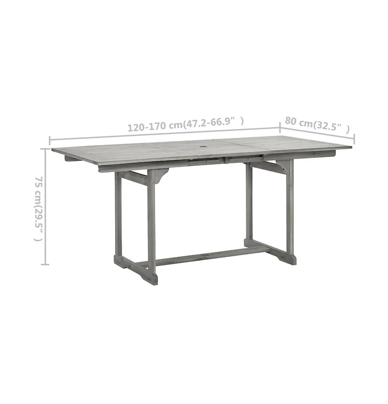 vidaXL Patio Dining Table (47.2"-66.9")x31.5"x29.5" Solid Acacia Wood