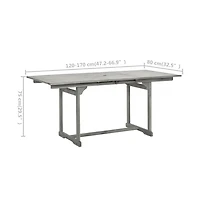 vidaXL Patio Dining Table (47.2"-66.9")x31.5"x29.5" Solid Acacia Wood