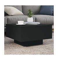 vidaXL Coffee Table with Led Lights Black 21.7"x21.7"x12.2"