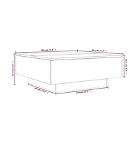 vidaXL Coffee Table with Led Lights Black 31.5"x31.5"x12.2"