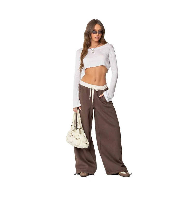 Edikted Womens Mikki Wide Leg Sweatpants