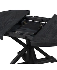 Slickblue Retro Extendable Dining Table with 12-Inch Leaf for Functional and Living Room Spaces