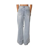 Edikted Womens Adam Distressed Wide Leg Jeans