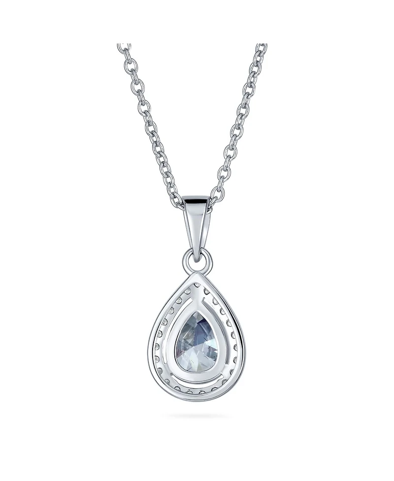Bling Jewelry Cubic Zirconia Classic Large Cz Teardrop Solitaire Pendant Necklace .925 Sterling Silver