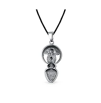 Bling Jewelry Ancient Divine Deity Celtic Goddess Of Fertility Pendant Necklace Oxidized .925 Sterling Silver Black Silk Cord