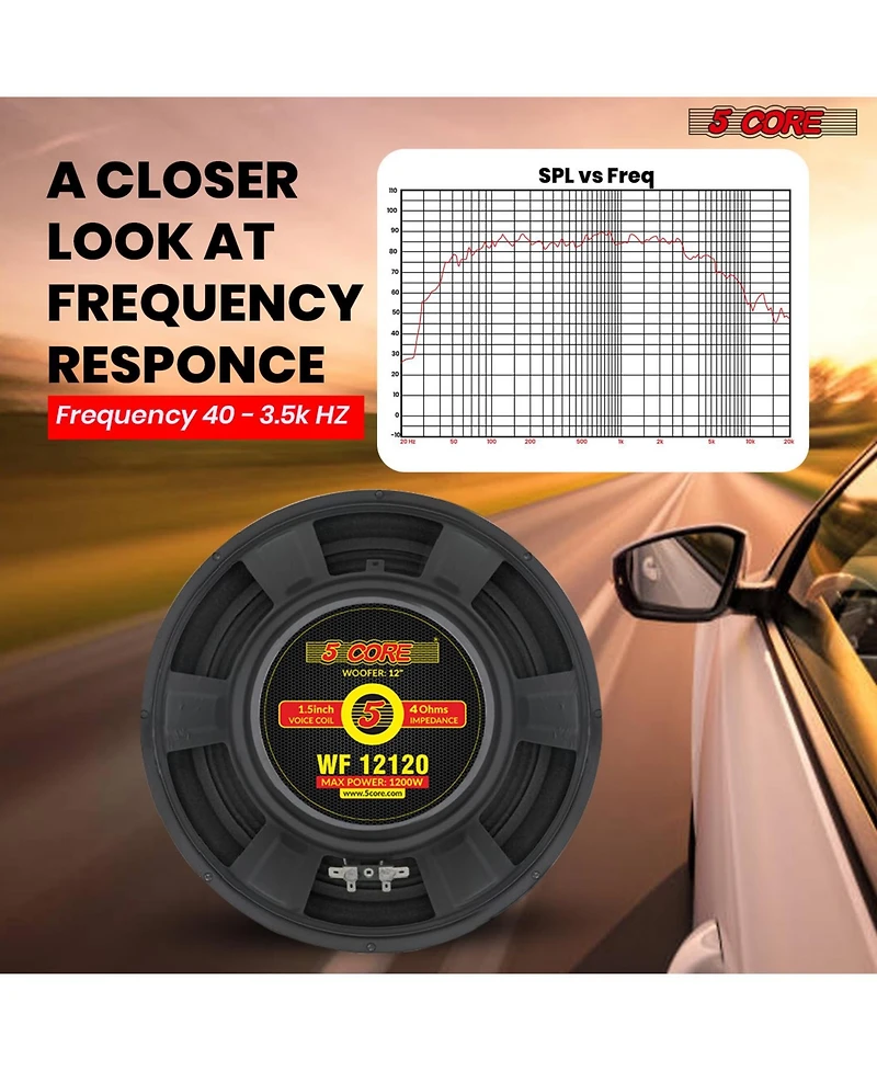 5 Core Subwoofer Speaker 12 Inch Car Subs 1200W Peak Pro Audio 4Ohm Replacement Subwoofers Para Carro - 1PC
