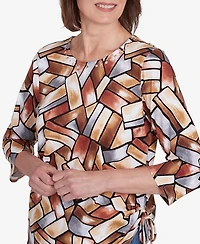 Alfred Dunner Women's Color Block Short Sleeve Top