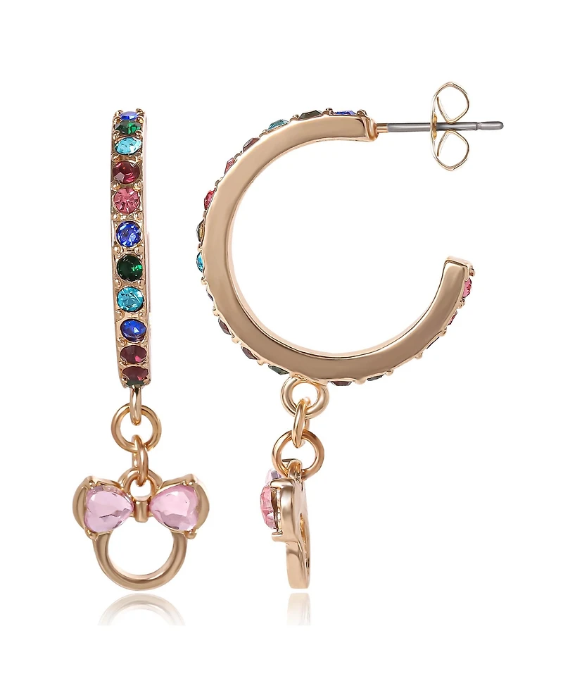 Disney Minnie Mouse Charm Dangle Hoop Earrings