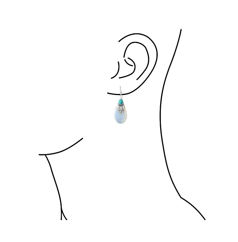 Bling Jewelry Western Style Rainbow Opalite Glass Teardrop Pear Shaped Dangle Earrings Sterling Silver Fish Hook