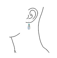 Bling Jewelry Western Style Rainbow Opalite Glass Teardrop Pear Shaped Dangle Earrings Sterling Silver Fish Hook