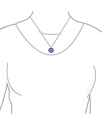 Bling Jewelry Turkish Blue Pave Cz Spiritual Protection Amulet Evil Eye Round Circle Pendant Station Necklace .925 Sterling Silver