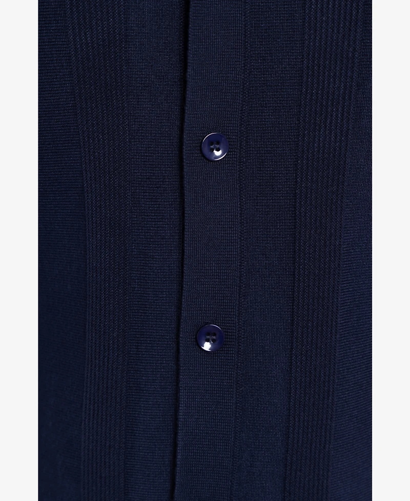 Spring + Mercer Men's Classic Ribbed Texture Polo Sweater