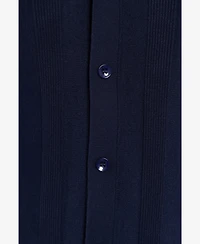 Spring + Mercer Men's Classic Ribbed Texture Polo Sweater