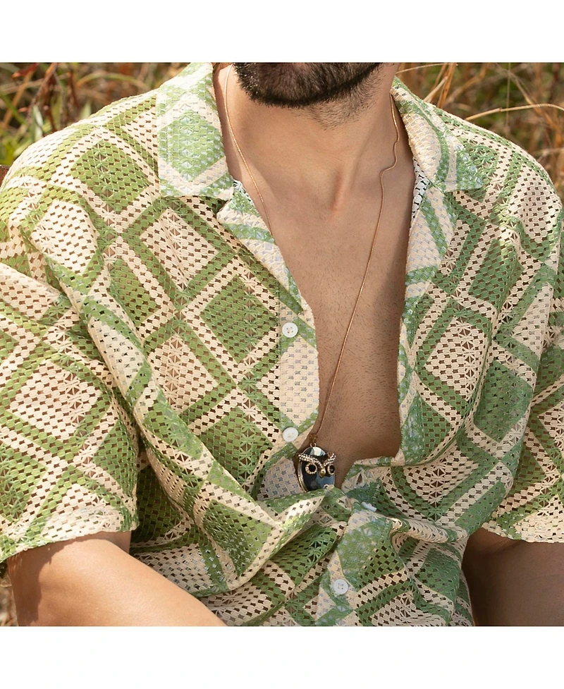 Campus Sutra Men's Geometric Block Oversized Shirt