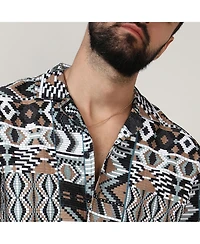 Men's Mocha Brown & Sage Green Bohemian Shirt