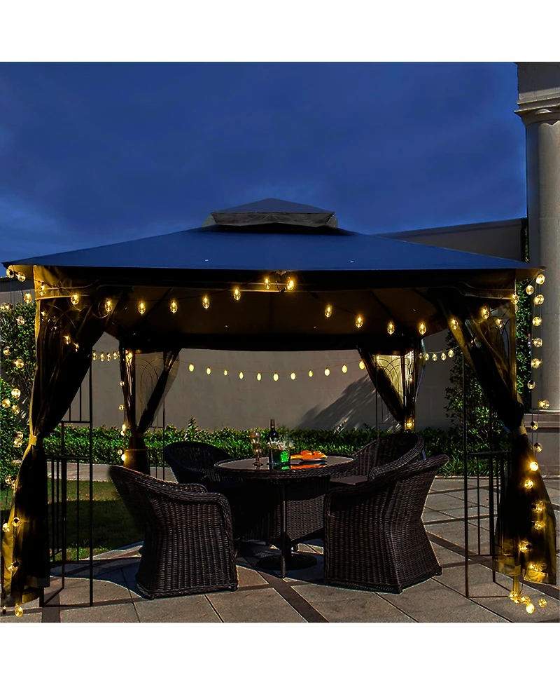 Slickblue 10x10 Outdoor Patio Gazebo Canopy Tent with Ventilated Roof and Mosquito Netting for Insect Protection