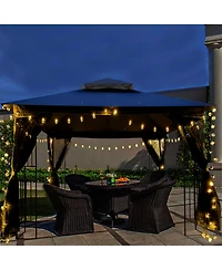 Slickblue 10x10 Outdoor Patio Gazebo Canopy Tent with Ventilated Roof and Mosquito Netting for Insect Protection