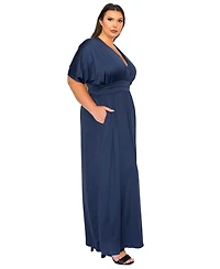 L I V D Plus Raffi Empire Waist Pocket Maxi Dress