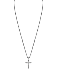 Bulova Diamond (1/5 ct. t.w.) Link Cross Pendant 26" Necklace in Sterling silver