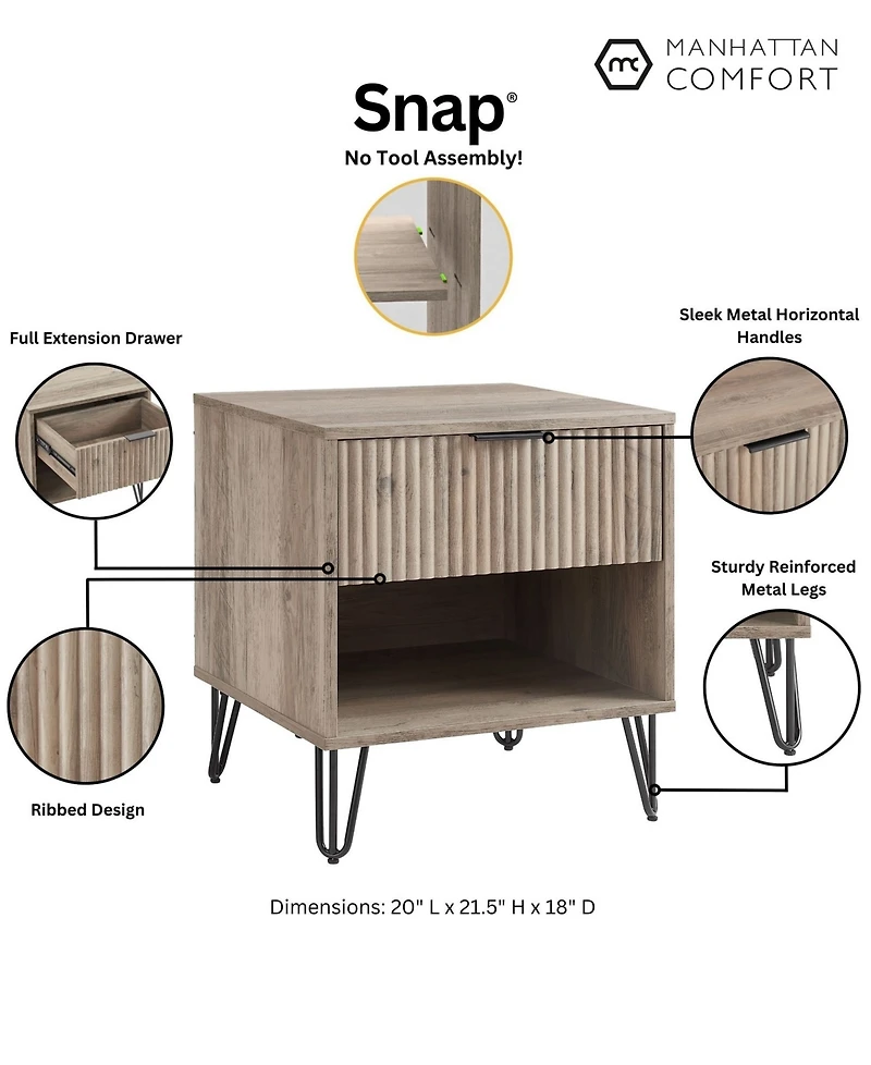 Manhattan Comfort Dumbo 1-Drawer Modern Nightstand