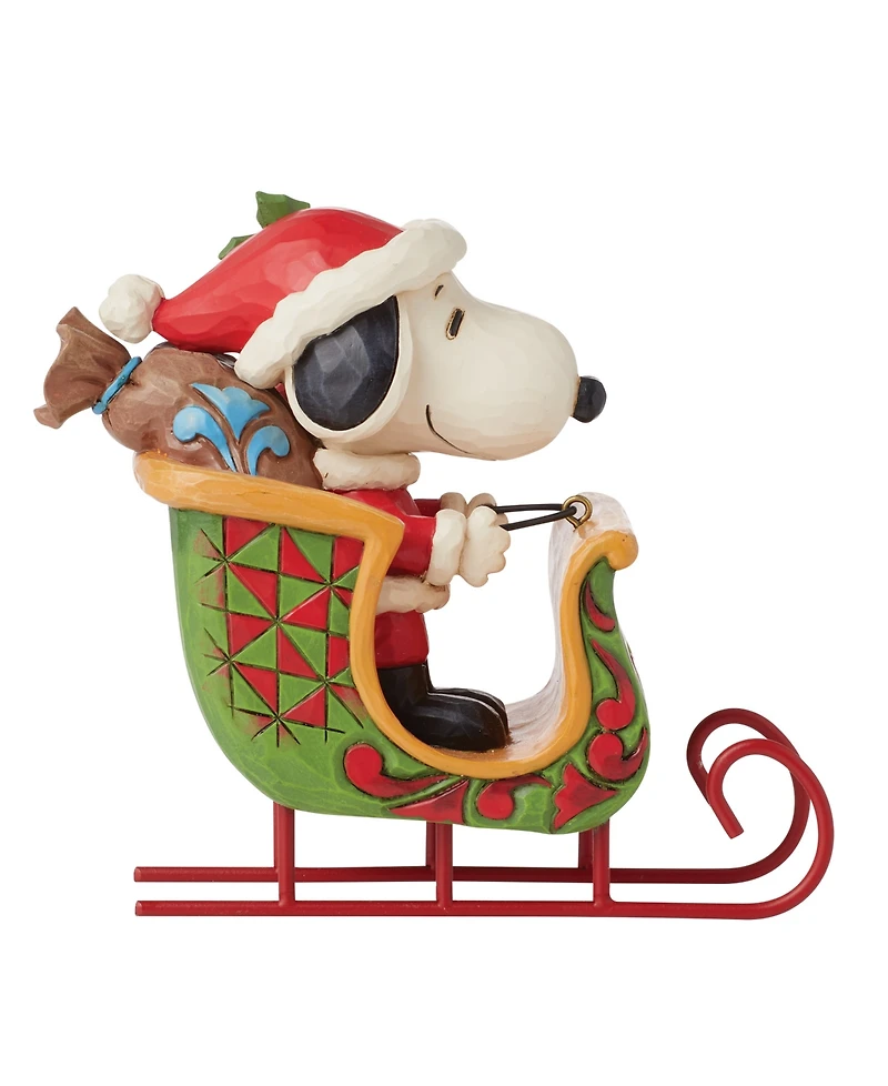 Jim Shore Peanuts Snoopy and Woodstock in Sleigh Figurine