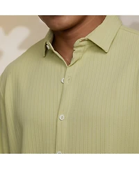 Campus Sutra Men's Lime Green Stripe-Creased Shirt