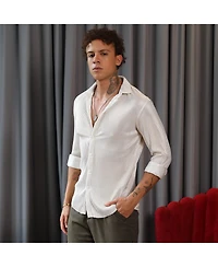 Men's Daisy White Metallic Pleated Shirt