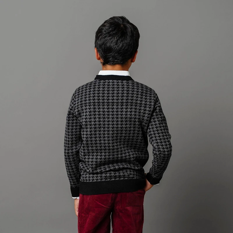 Hope & Henry Boys Organic Long Sleeve Intarsia Crew Neck Pullover Sweater