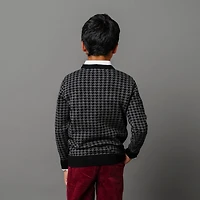 Hope & Henry Boys Organic Long Sleeve Intarsia Crew Neck Pullover Sweater