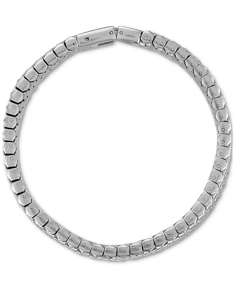 Esquire Men's Jewelry Cubic Zirconia Honeycomb Link Bracelet Stainless Steel (Also Black Ion-Plated Steel), Created for Macy's