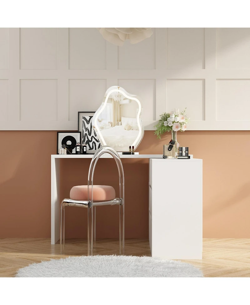 Homsee 6-Drawer L-Shaped Chest of Drawers with Rotatable Desktop