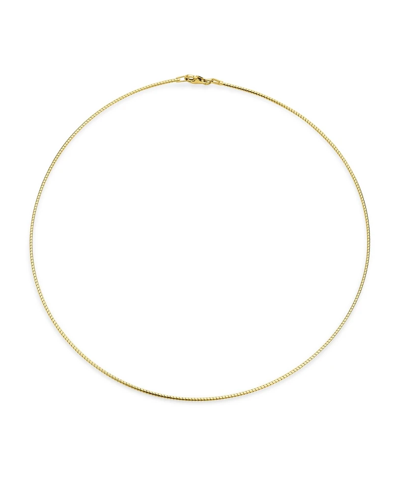 Bling Jewelry Basic Simple Thin Slider Omega Cubetto Chain Snake Choker Flex Collar Necklace Gold Plated .925 Silver Sterling Add Pendant 16 Inch