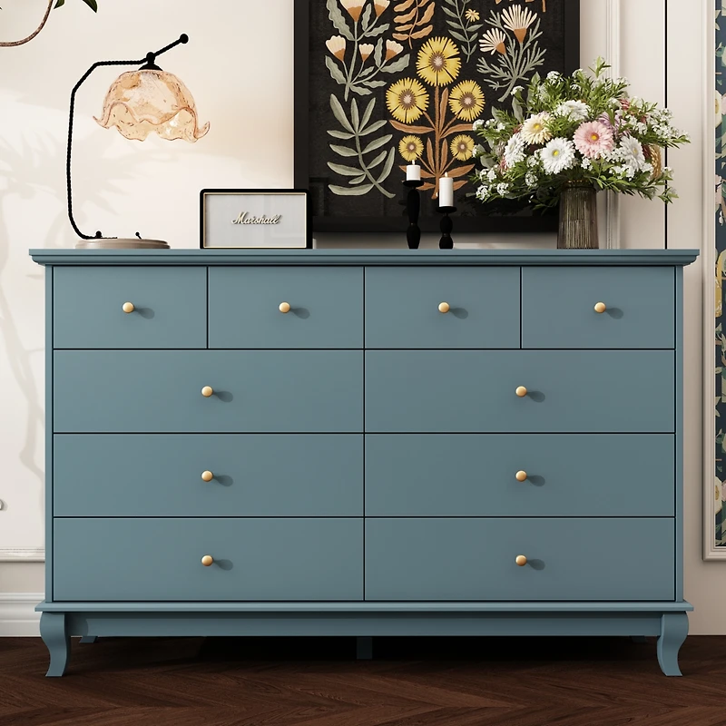 Homsee Blue Paint Finish 10-Drawer Cabinet Organizer