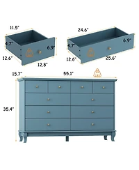 Homsee Blue Paint Finish 10-Drawer Cabinet Organizer
